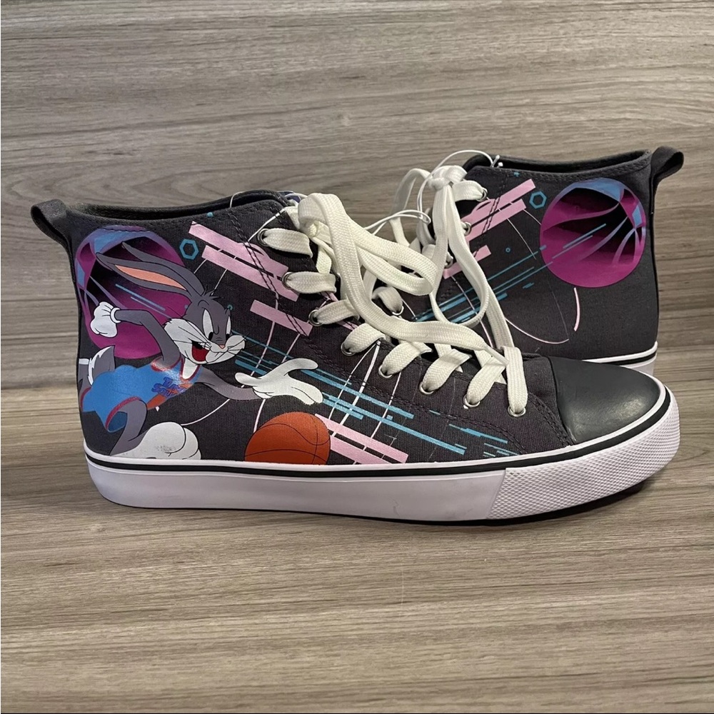 Bugs Bunny Canvas High Tops Sneakers Gray Men's Size 9 Loony Tunes Space Jam NEW